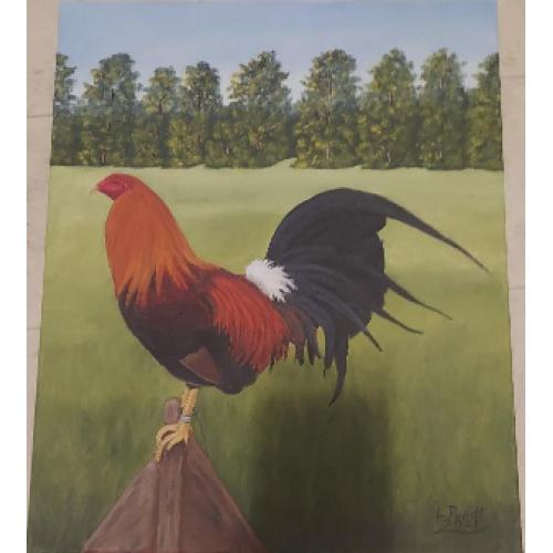 ROOSTER on 16 x20  canvas by Linda Rushin/Pundt