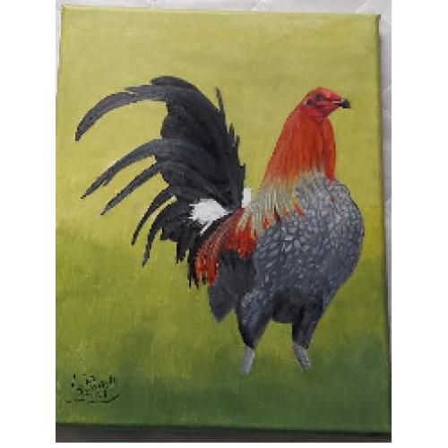 ROOSTER on 11 x 14 canvas by Linda Rushin/Pundt